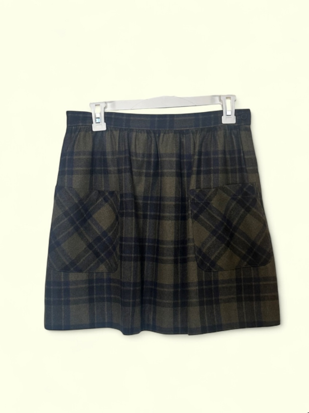 Forever 21 dark academia preppy poetcore wool blend green plaid mini skirt